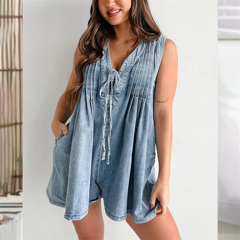 Combishort Elva — Le charme sans effort du denim fluide