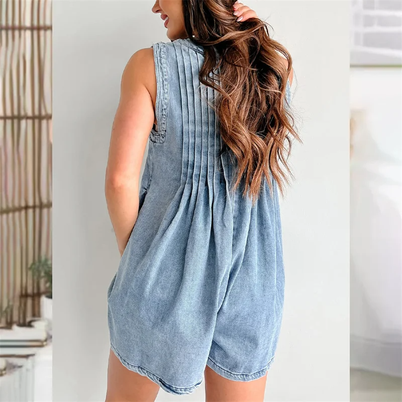 Combishort Elva — Le charme sans effort du denim fluide