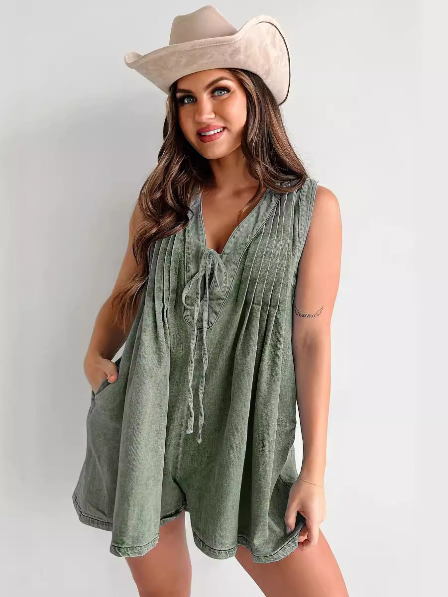 Combishort Elva — Le charme sans effort du denim fluide