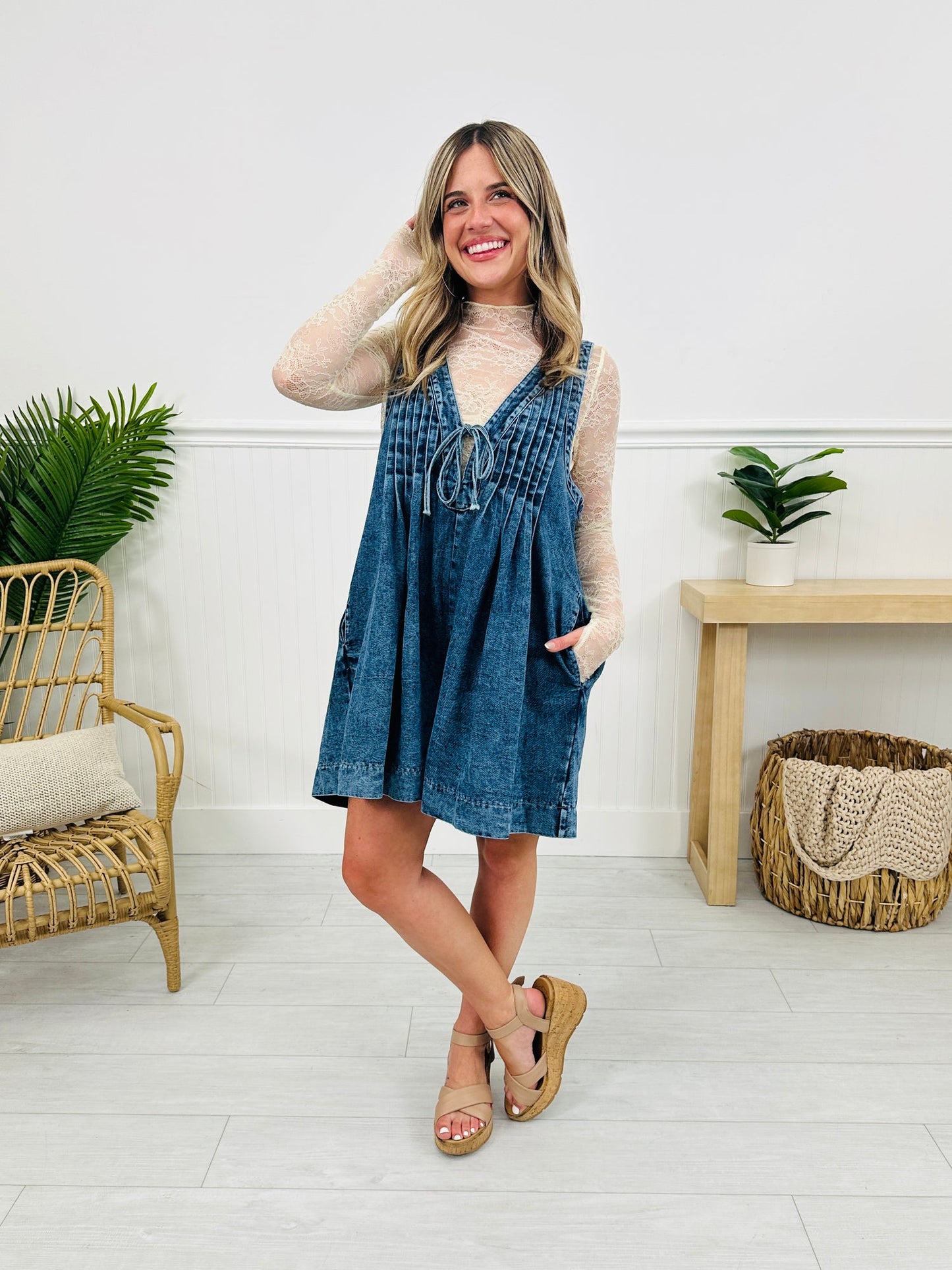 Combishort Elva — Le charme sans effort du denim fluide