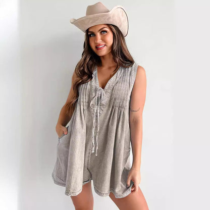 Combishort Elva — Le charme sans effort du denim fluide