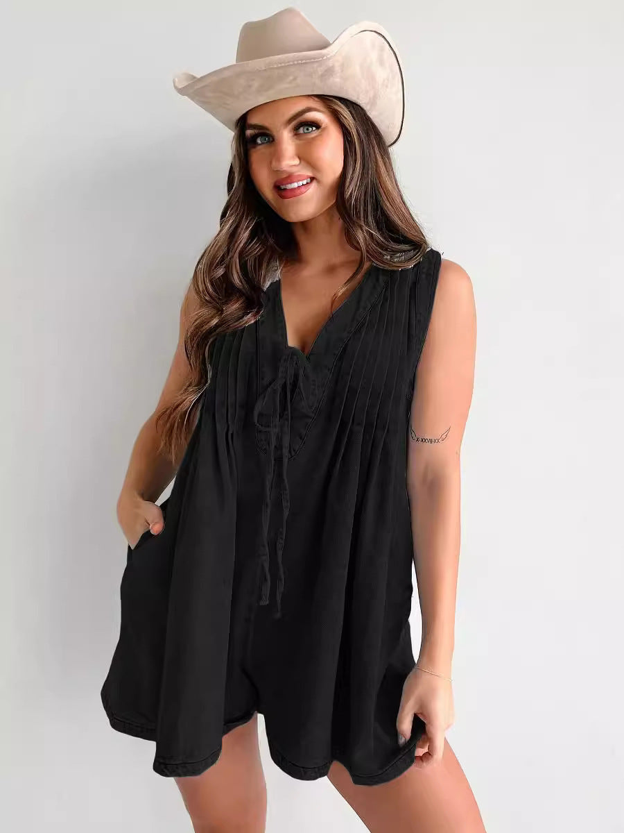 Combishort Elva — Le charme sans effort du denim fluide